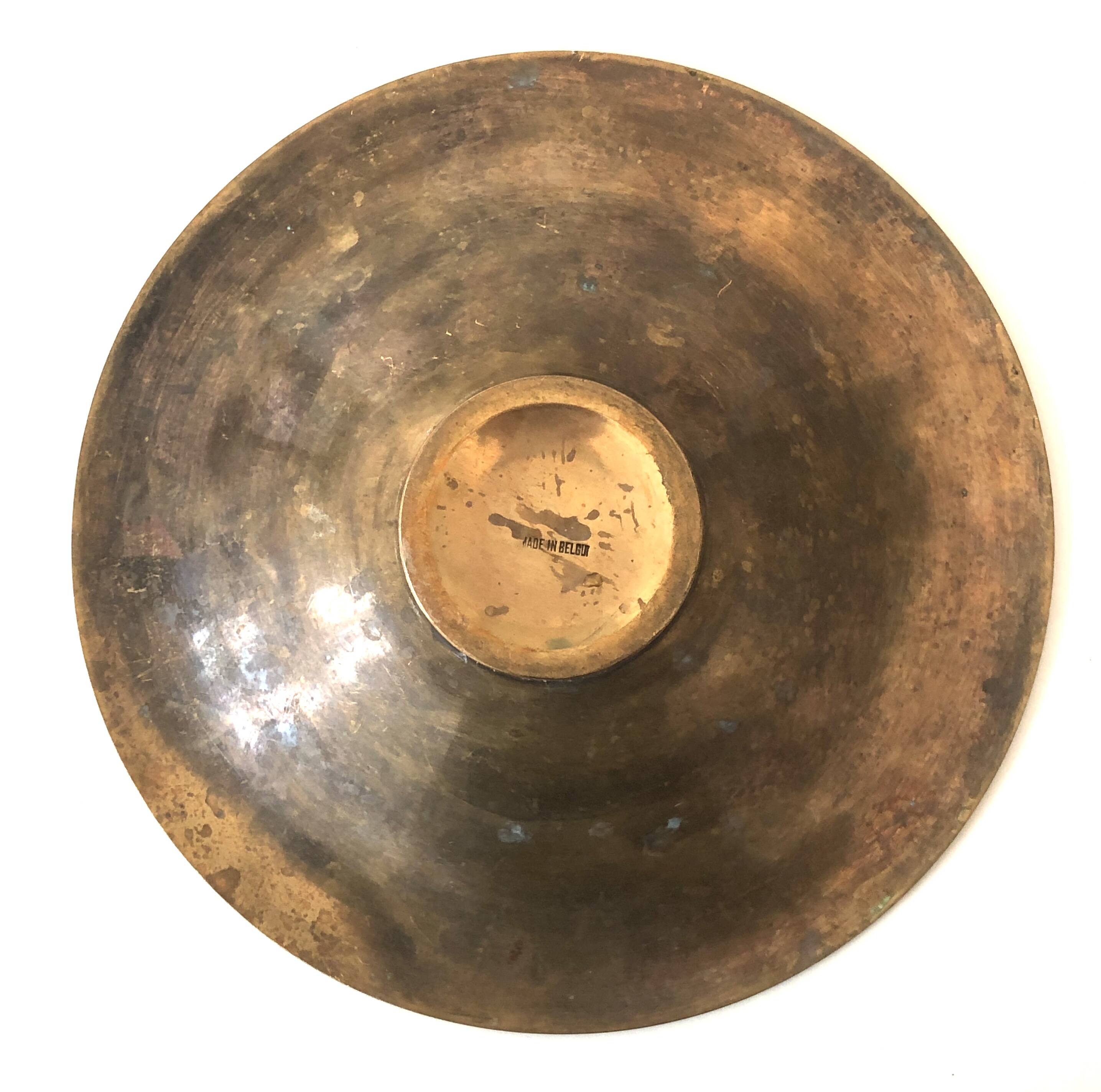 Old golden brass fruit bowl