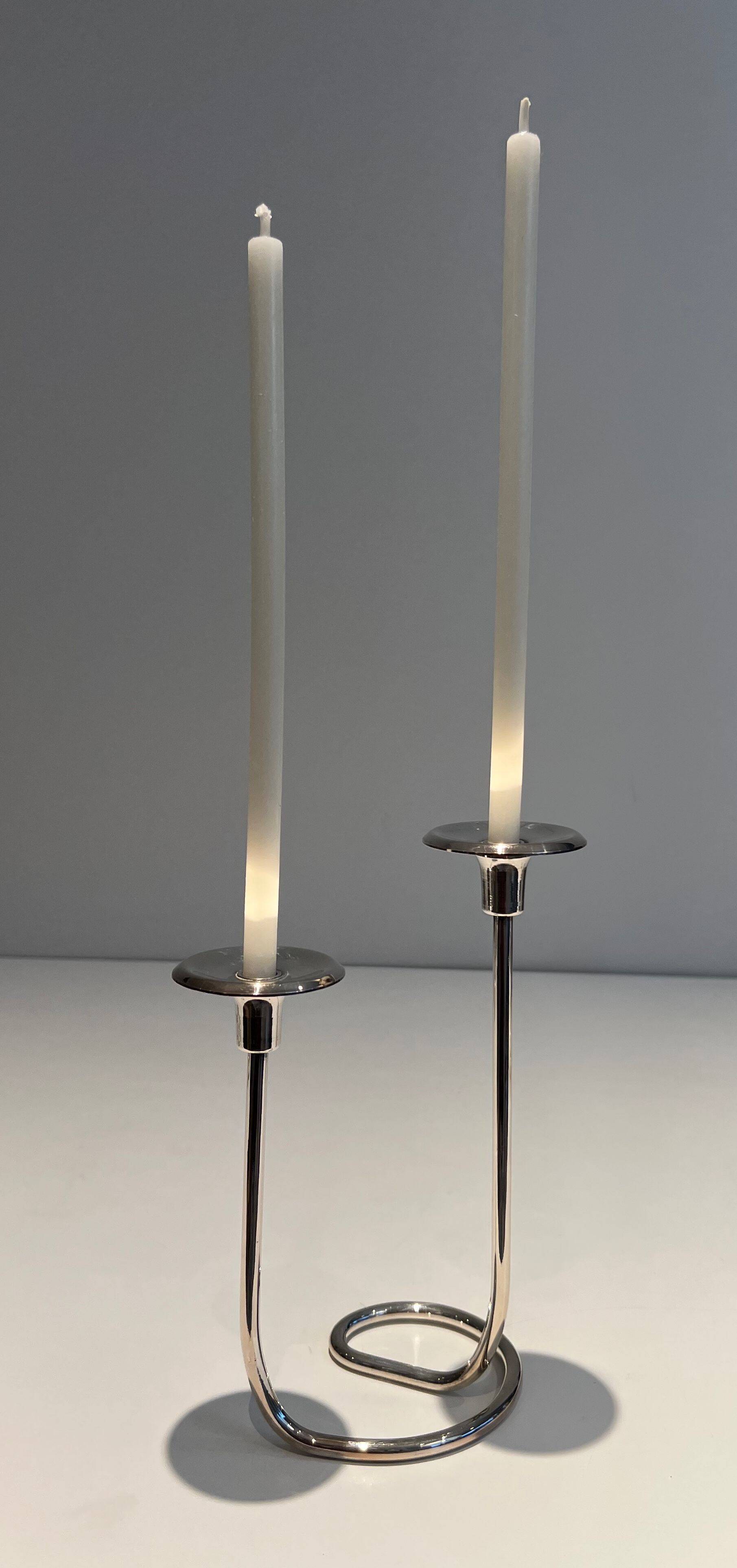 Silver-plated metal candle holder