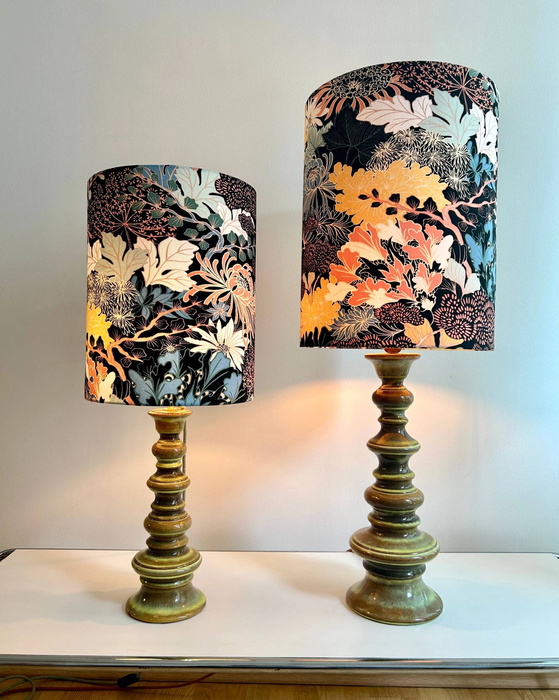 Lampe Fat Lava en forme de pagode Space Age avec glaçure verte dégradée