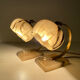 Pair of vintage art deco lamps, albatre marble brass, 30 years
