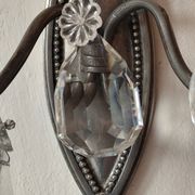 Wall light in tinned brass and crystal pendants - rococo light 2 lights