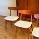 4 vintage Scandinavian "Freya" chairs in natural linen boucle.
