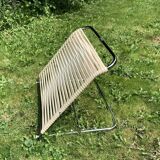 Torck - Vintage beach folder in chrome metal and white scoubidou