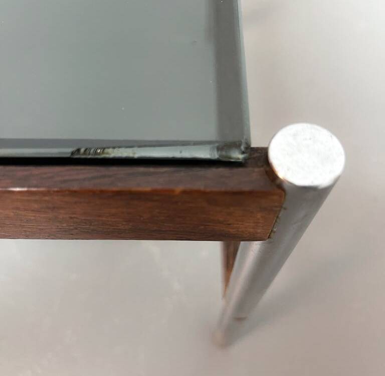 3 Fristho Dutch Design Nesting Tables with Smokey Glass Top Wenge Frame 60s