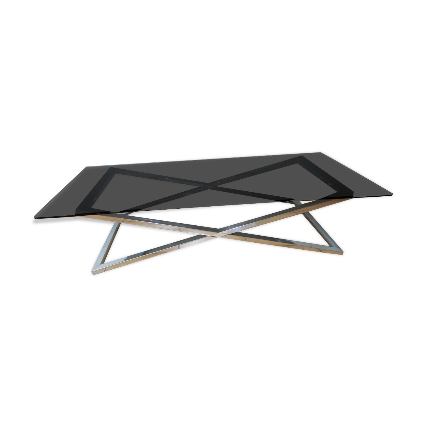 Coffee table smoked glass and chrome 1970