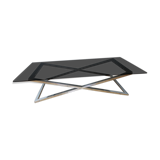 Coffee table smoked glass and chrome 1970