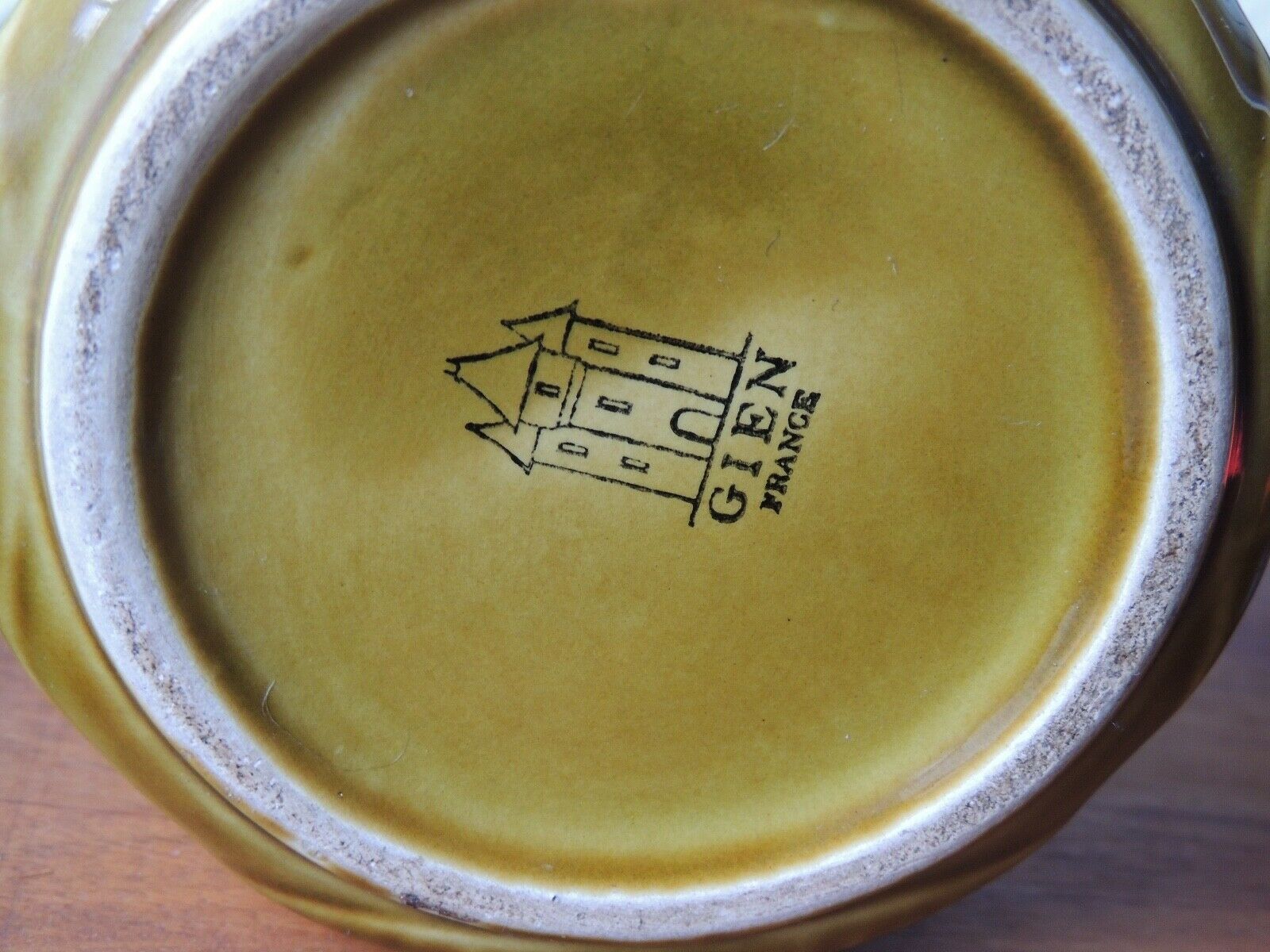 Gien  vase in olive green slurry 60s