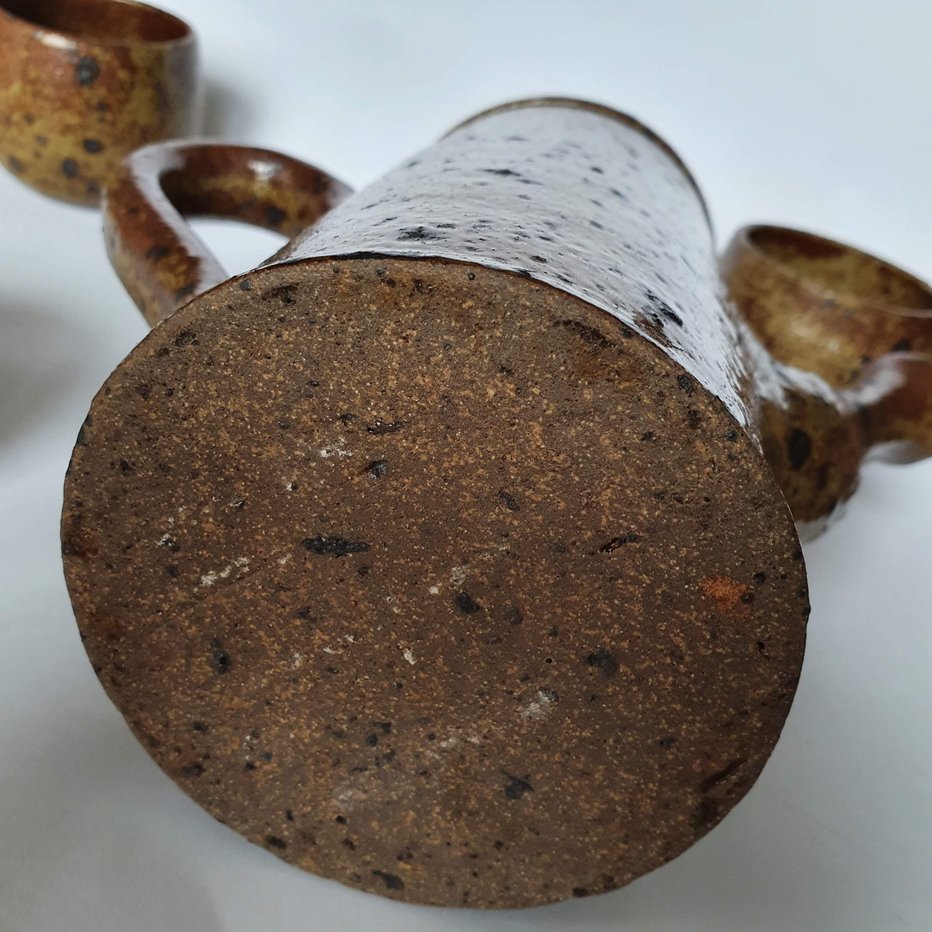 Coffee maker and cups made of pyrity sandstone