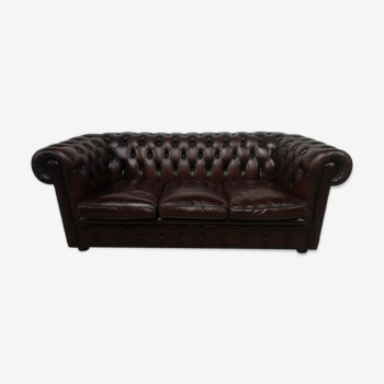 English style brown leather chesterfield sofa