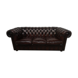 English style brown leather chesterfield sofa