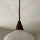 Louis Kalff pendant light in opaline and teak from the 1960s