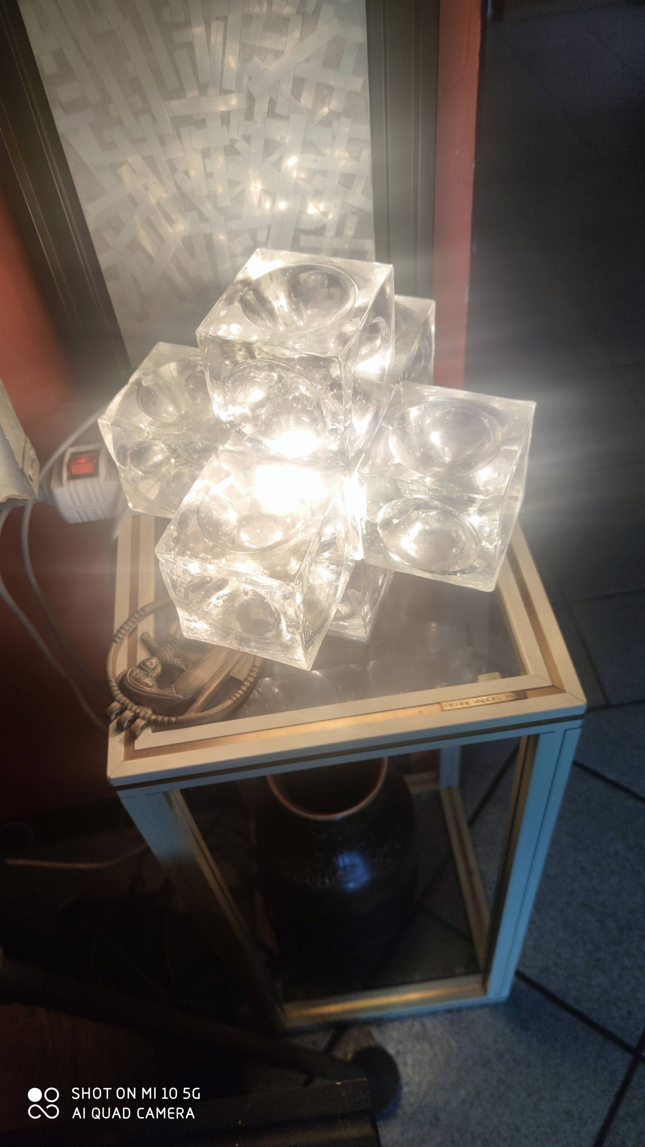 Ice cube glass lamp, circa 1960