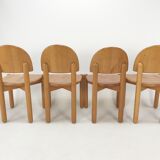 Set of 4 oak wood dining chairs, 1980s