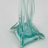 Twisted green glass vintage soliflore in Murano style