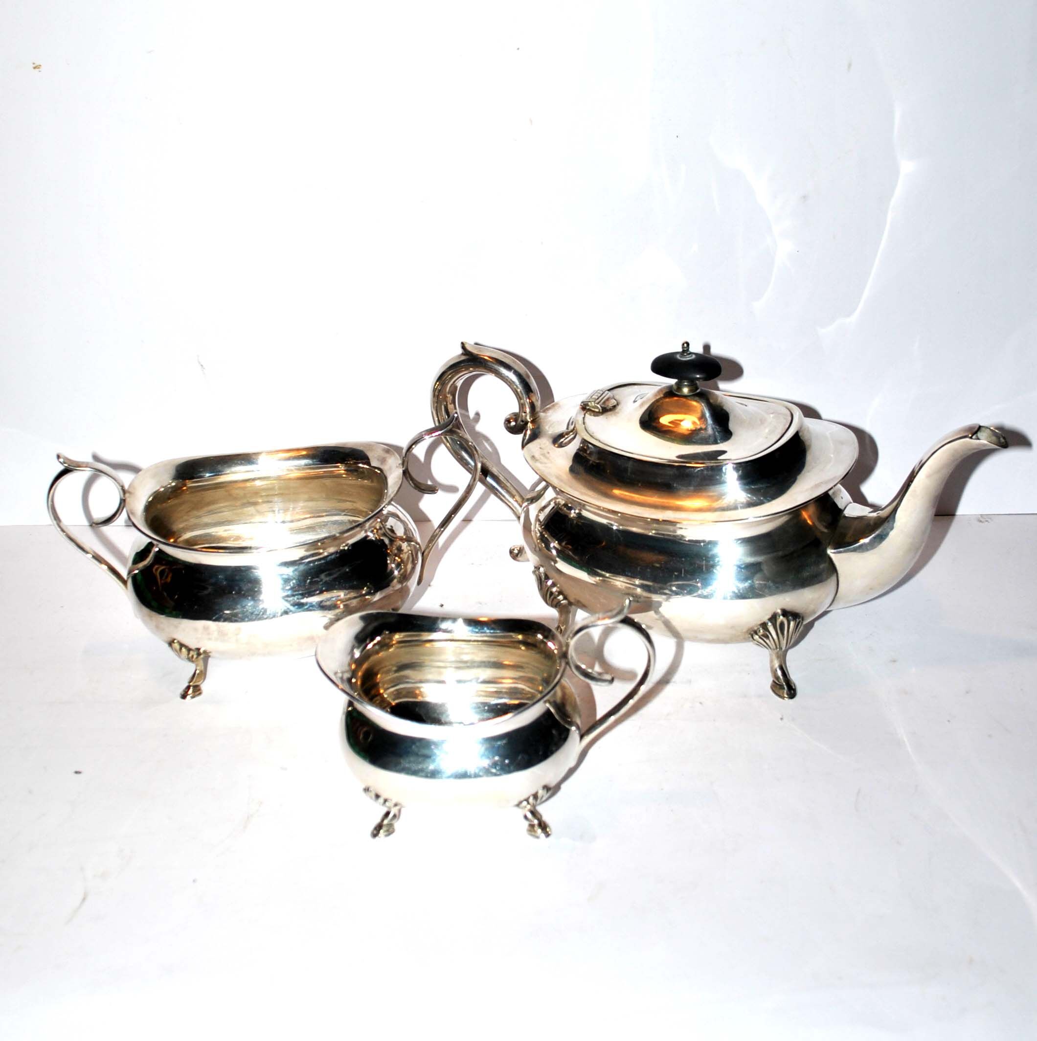 English Hard Soldered Silver Metal Tea Set - Goldsmith JB Chatterley 1900