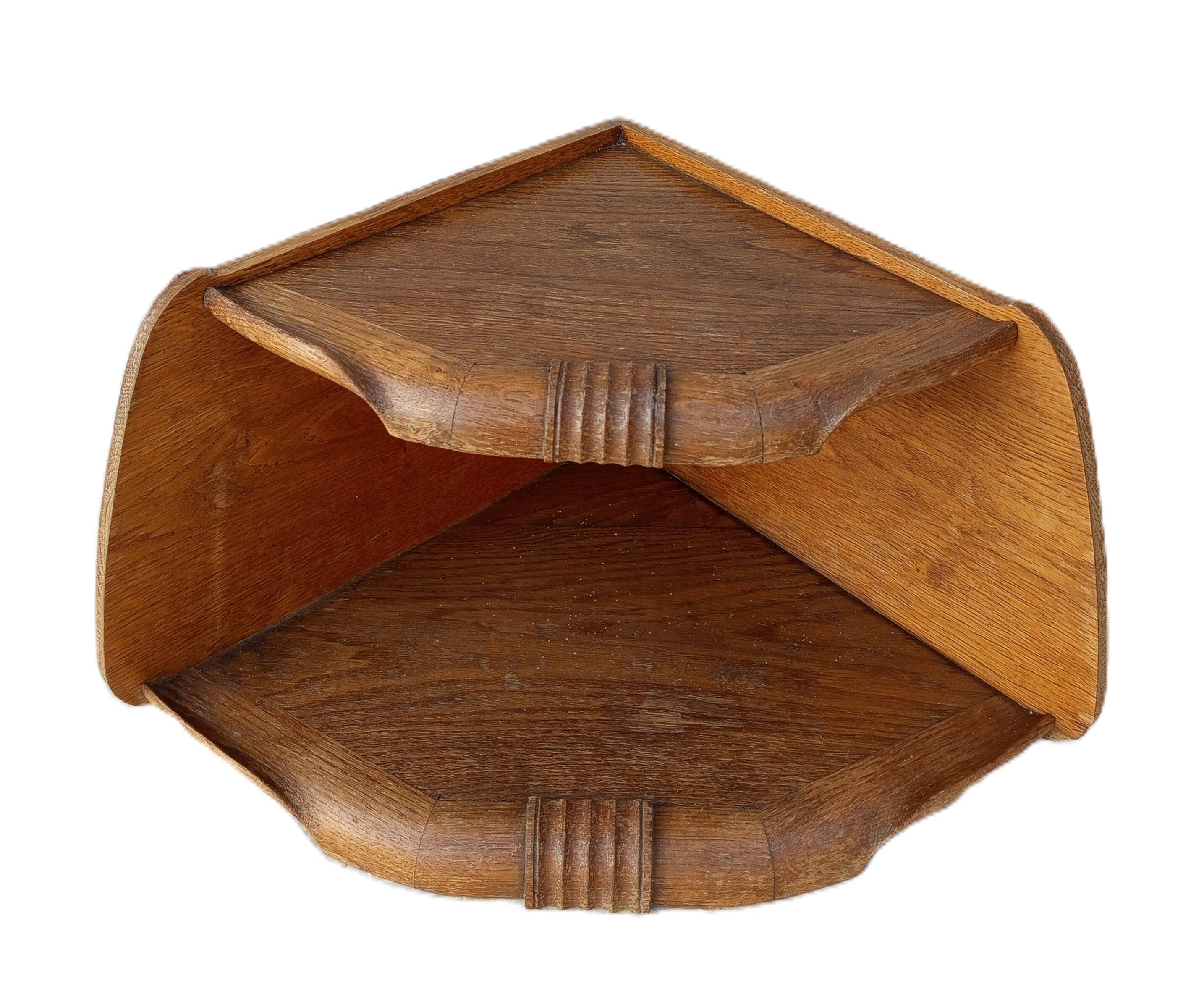 Art Deco oak corner shelf