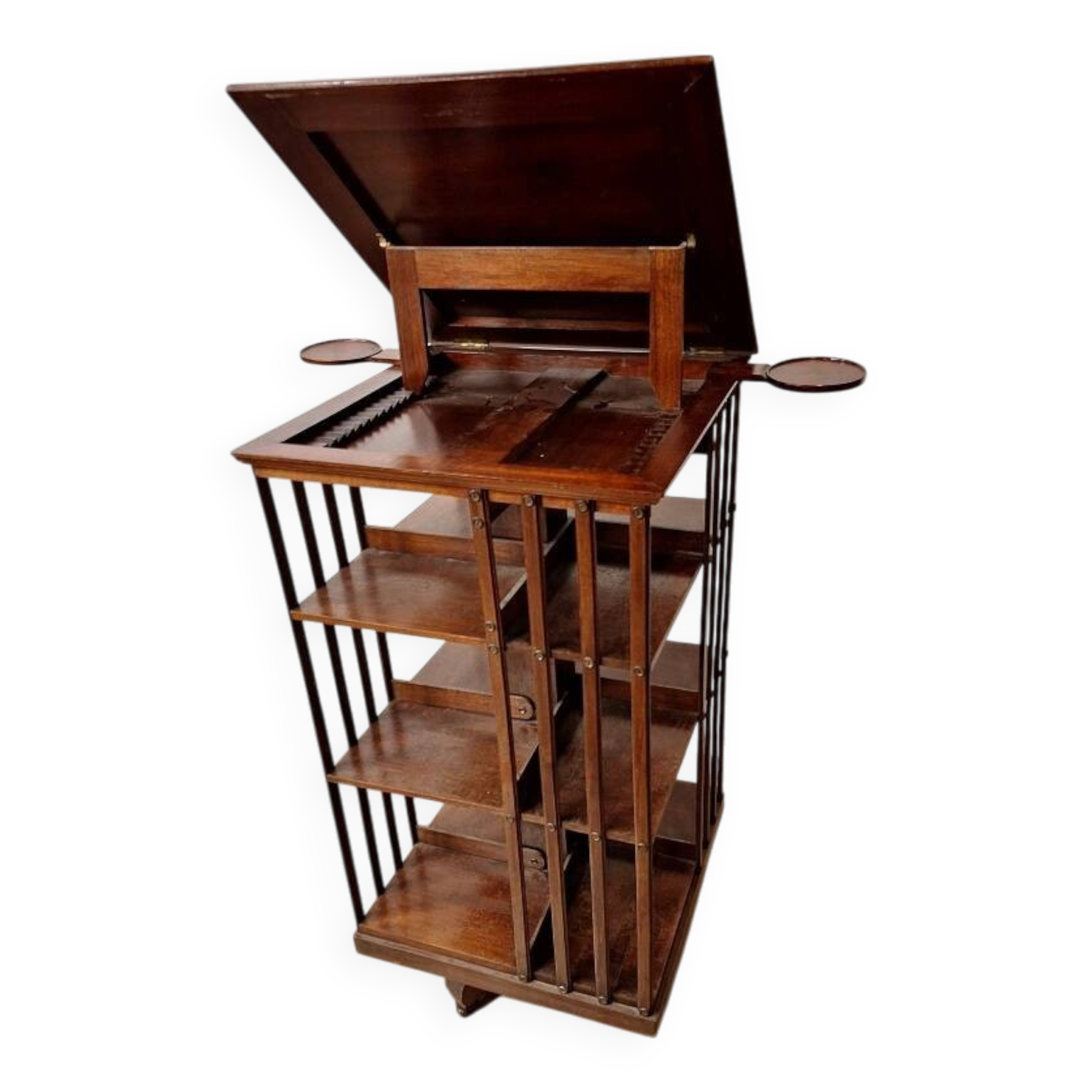 English mahogany revolving bookcase
