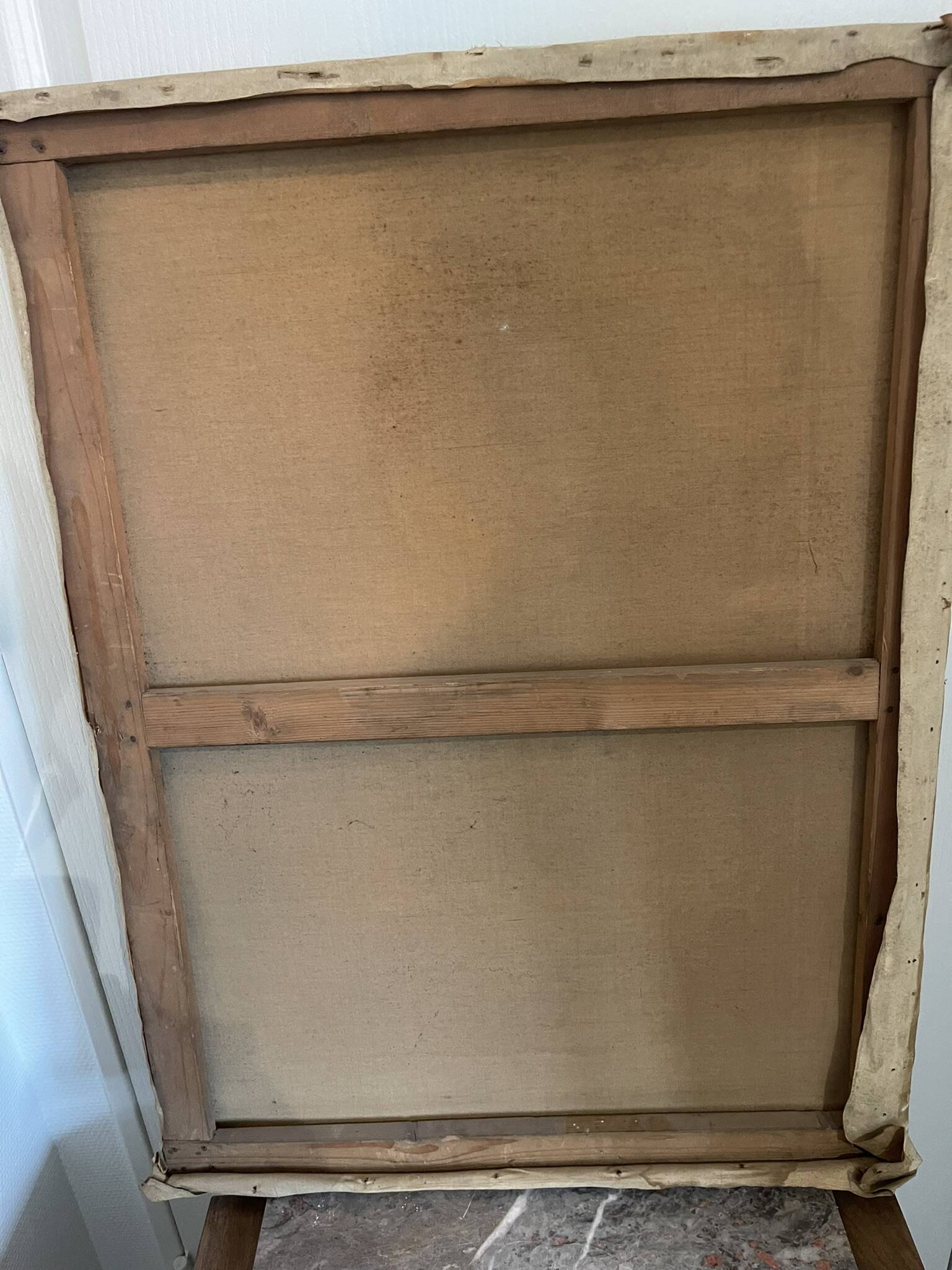 Tableau peinture huile toile portrait femme robe dentelle xixème 19ème merl