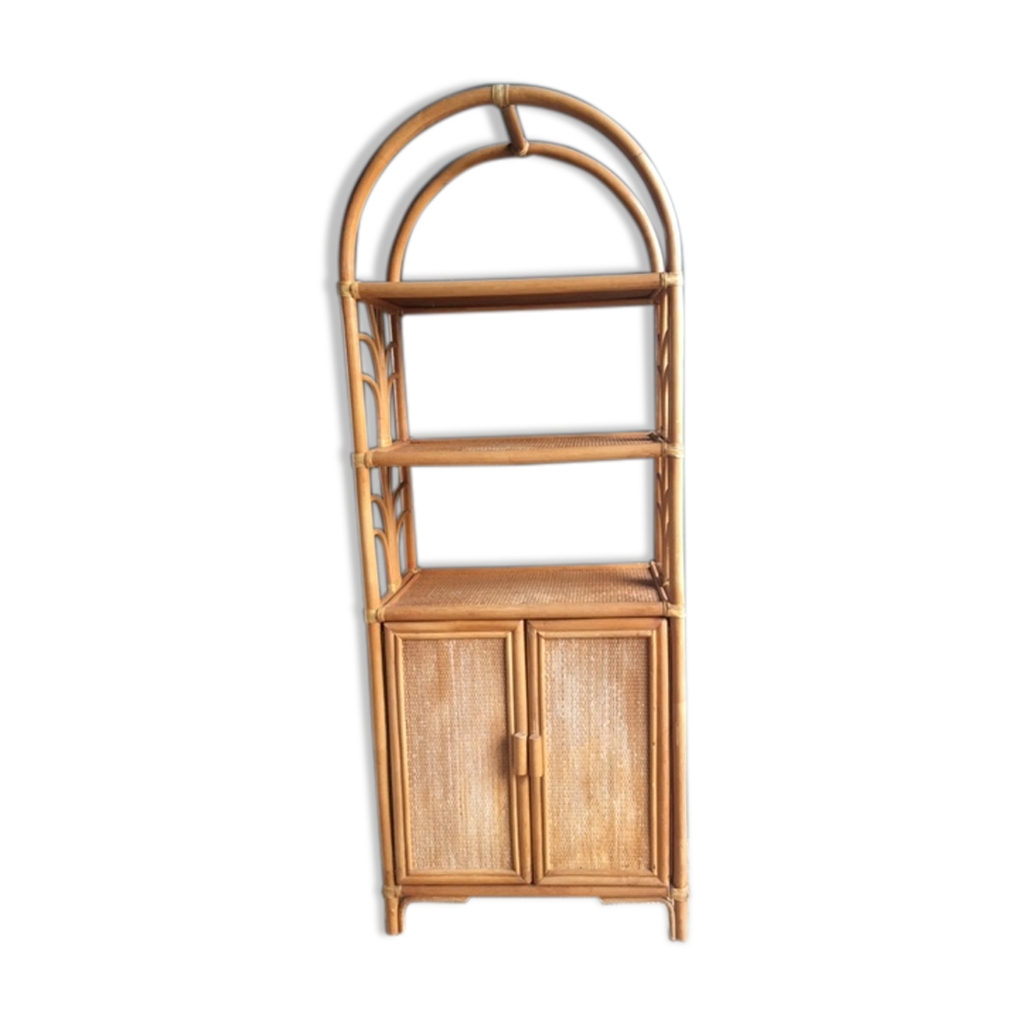 Rattan library shelf