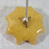 Hanging art deco glass of clichy yellow mustard