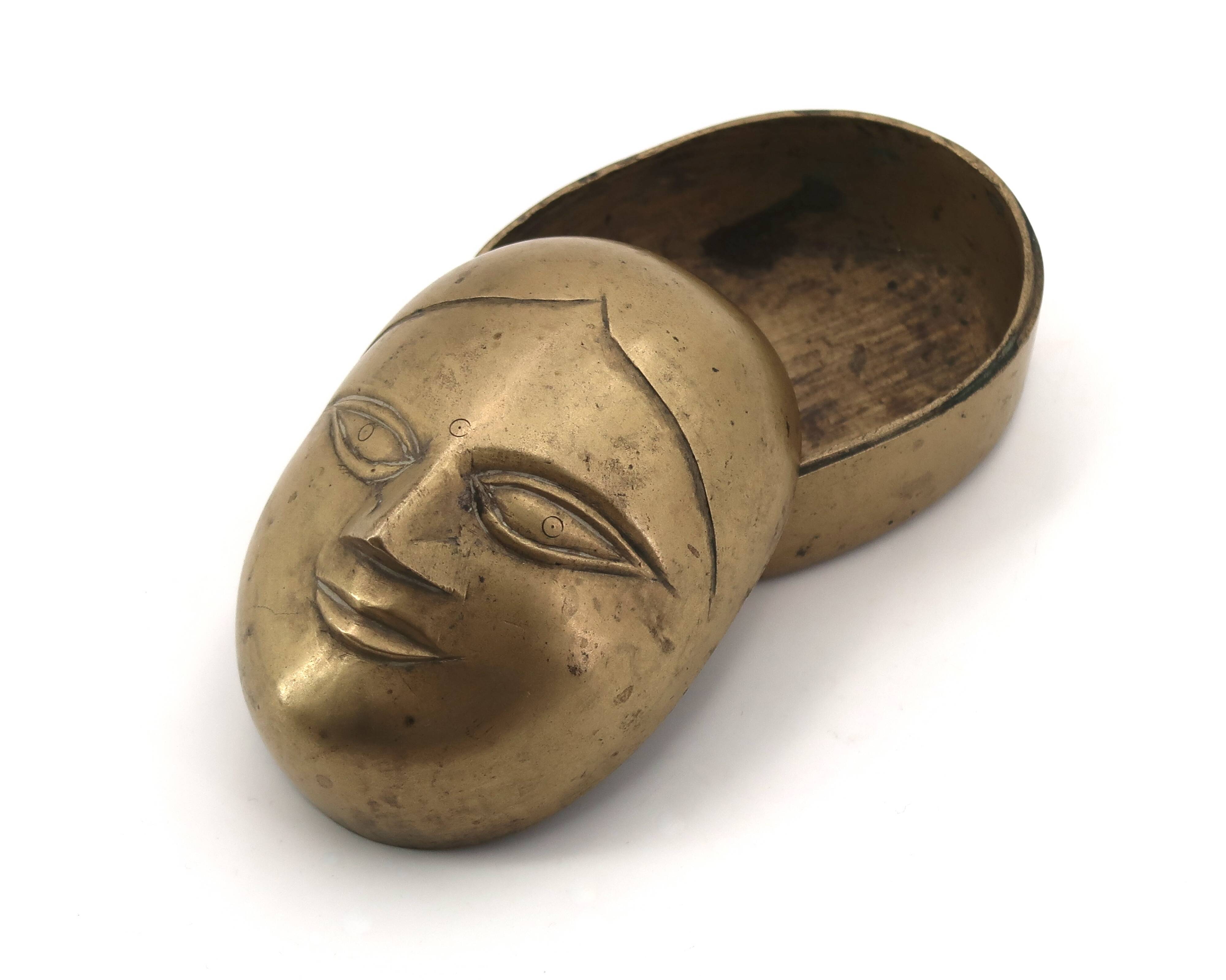 Brass catchall, face of an Indian woman, 1970s.