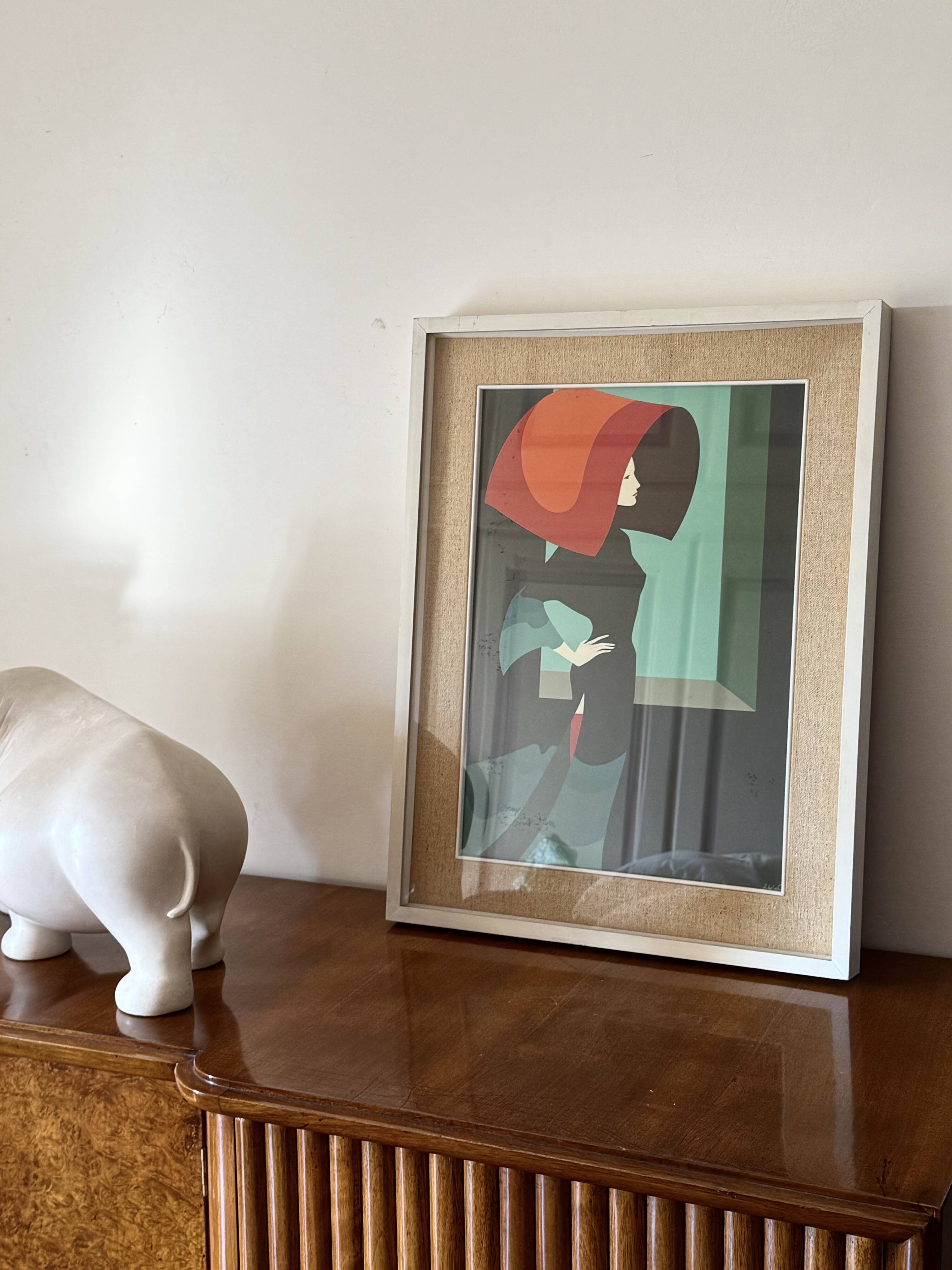 Amleto Dalla Costa, original serigraph framed, Milan Italy 1980s
