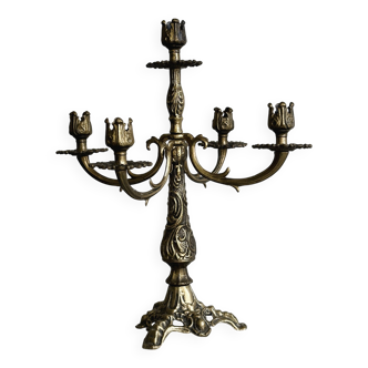 Chandelier en laiton à 5 branches