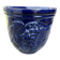 Wall pot in glazed blue terracotta with a grape motif, 1970s.