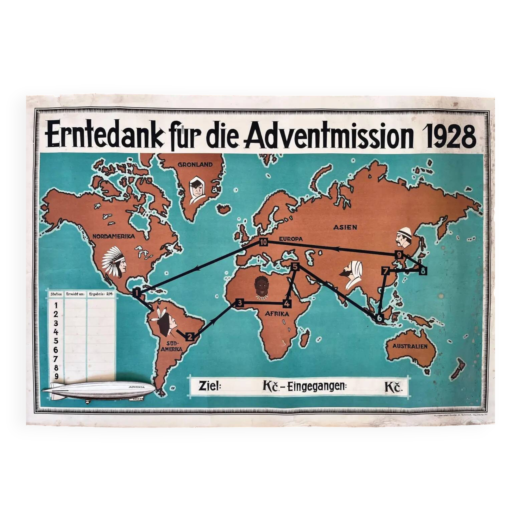 Original German airship travel poster - 1930s