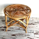 Table basse ronde bambous et osier circa 70
