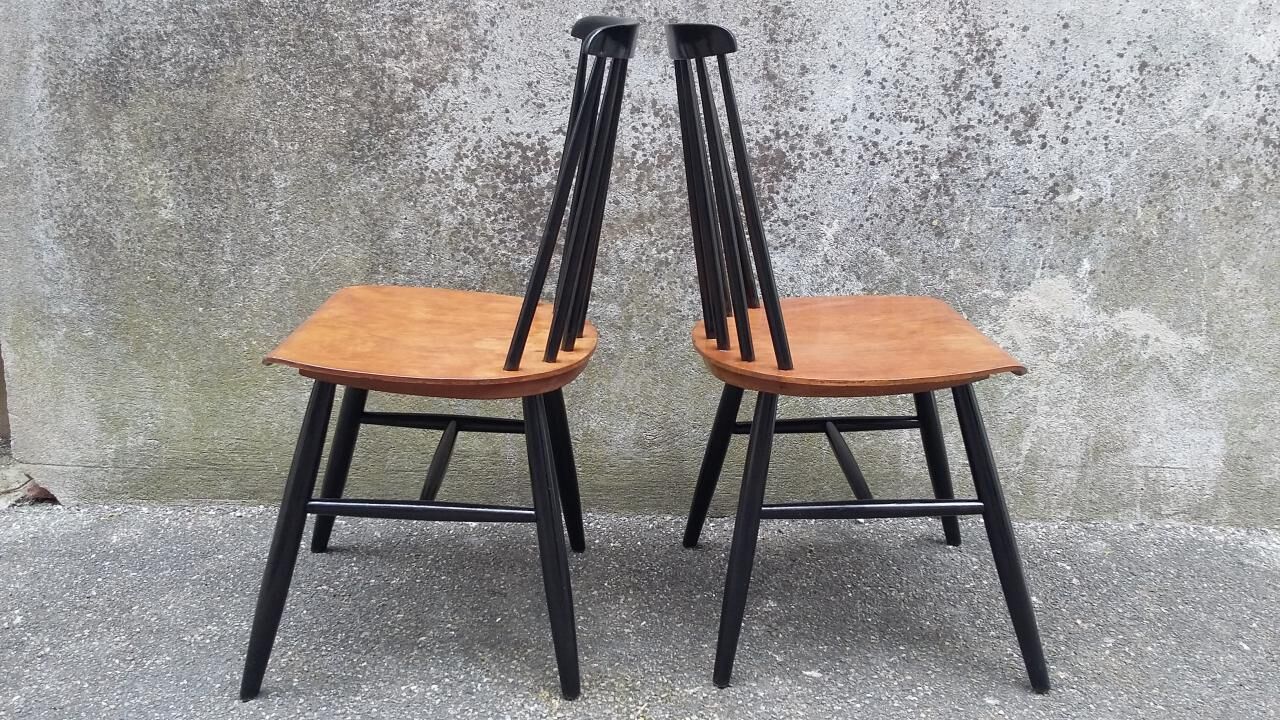 two vintage Scandinavian bistro chairs