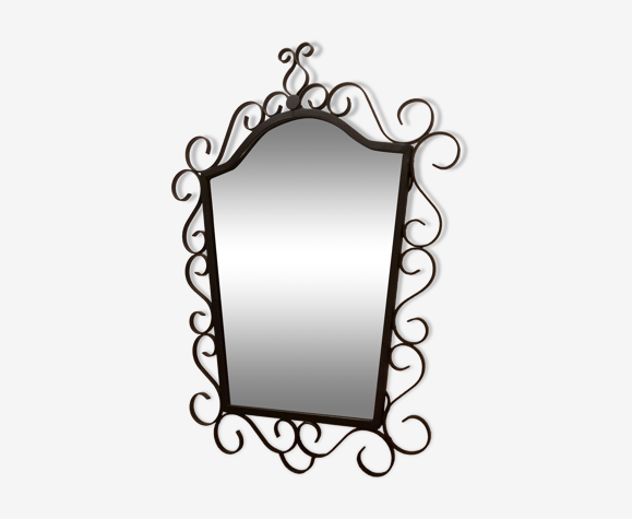 Miroir brutaliste fer forgé, 70x53 cm