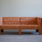 Danish Mid-Century Two-Seat Sofa in Oak, Reupholstered, by Tage Poulsen, 1960s