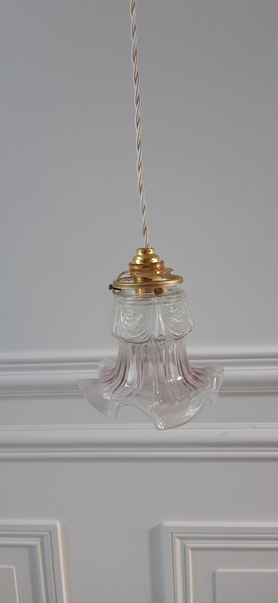 Suspension lampe tulipe ancienne début XXème