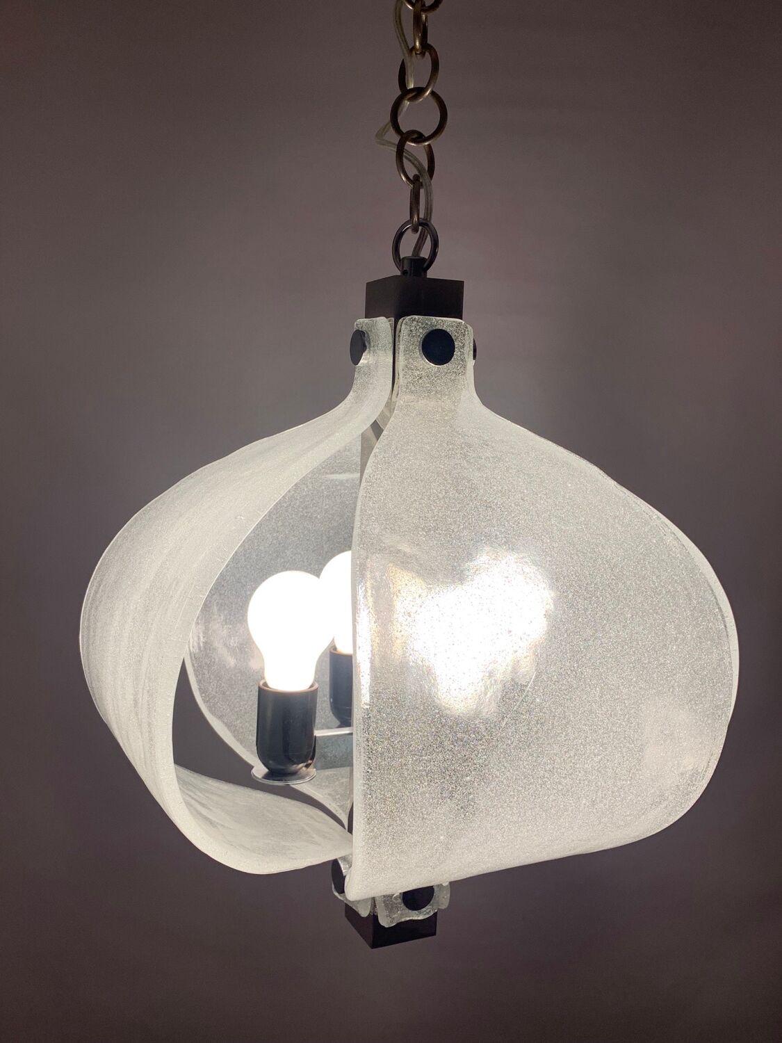 1960s Kaiser Murano Glass and Chrome Ceiling Light