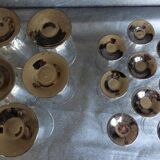 2 series of vintage glasses with black stems from the 1930s.