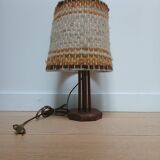 Wooden table lamp with wool lampshade