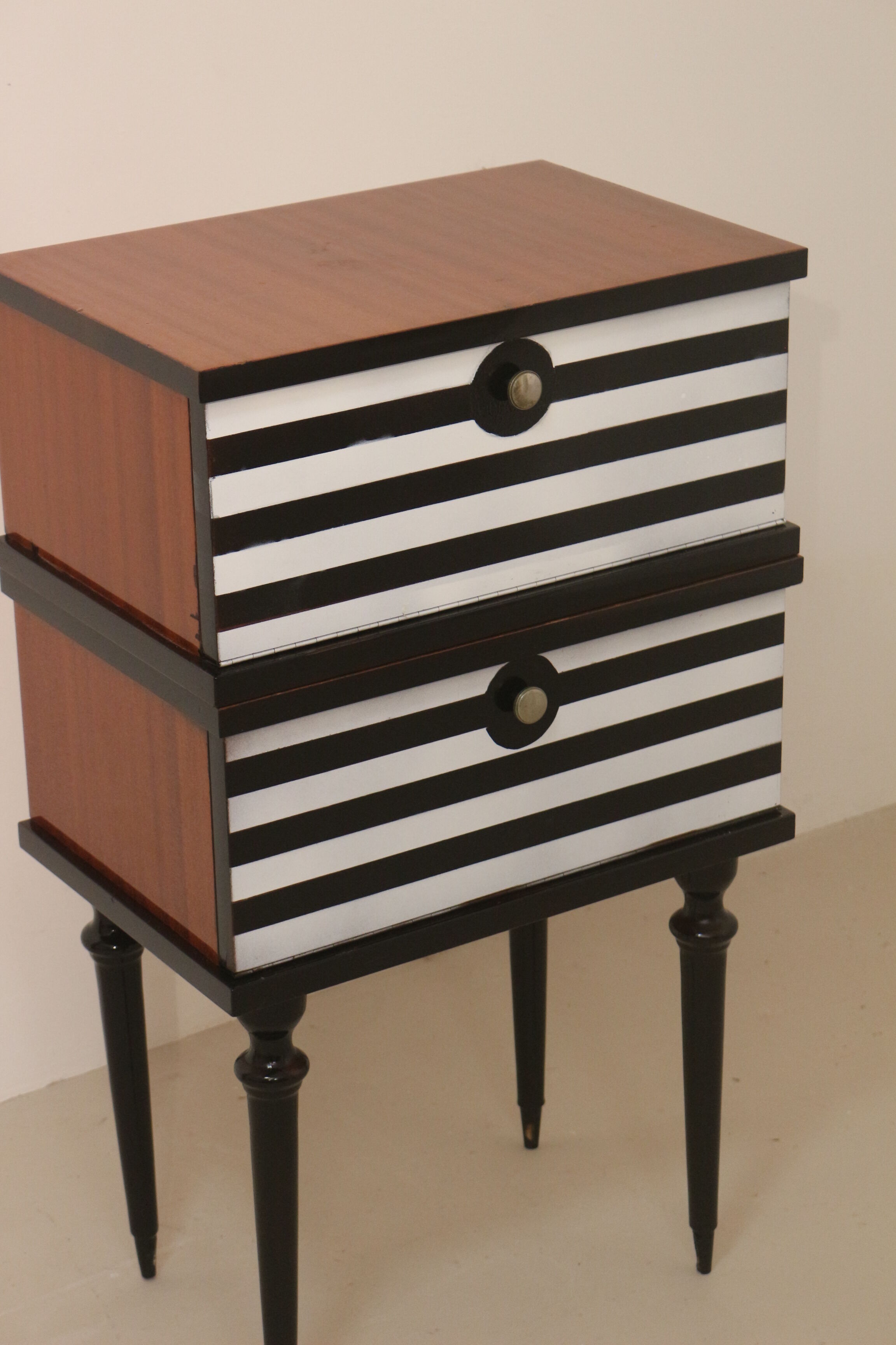 Pair of bedside table restyled swing door year 60