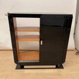 French Art Deco Bar Sideboard in Black Lacquer and Chrome, 1930