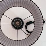 Lampe en faïence noire et abat-jour vichy