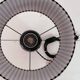 Black earthenware lamp and gingham lampshade