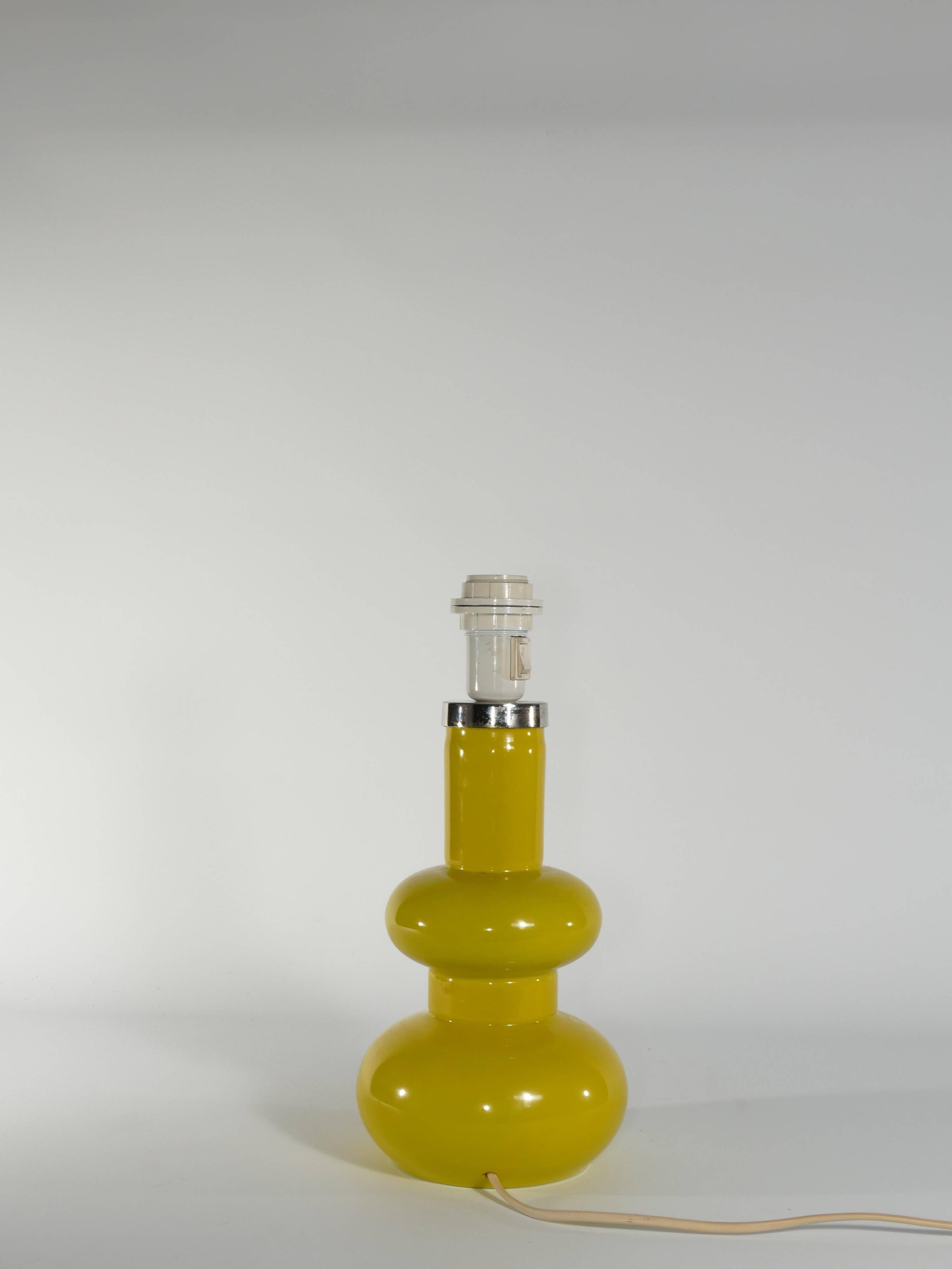 Mid-Century Modern Curvaceous Bright Yellow Glass Table Lamp by Orrefors, 1960s
