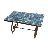 Table basse fer forgé et céramique signée Alice Colonieu