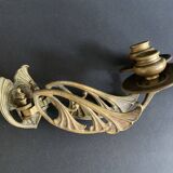 Paire de chandeliers de piano en bronze signés Gaveau, d'époque Art Nouveau