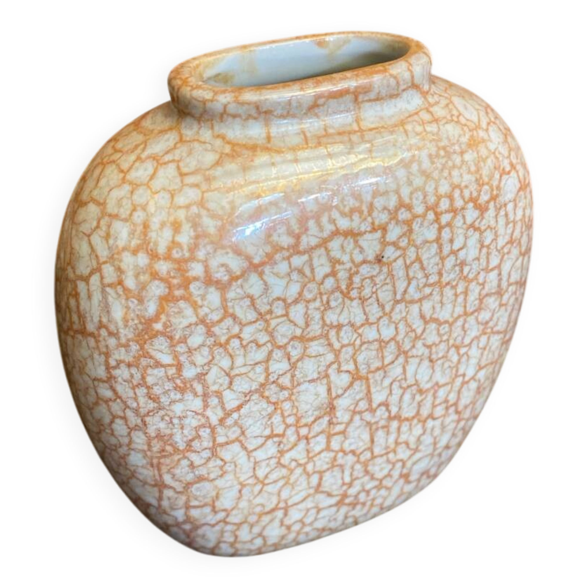 Vintage 1970s Beige and Gold Ceramic Vase by Dr Pierre Ricaud