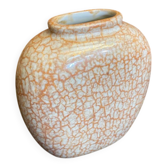 Vintage 1970s Beige and Gold Ceramic Vase by Dr Pierre Ricaud
