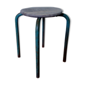Tabouret industriel d'atelier en bois et métal