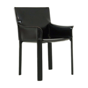 fauteuil en cuir noir - 1980