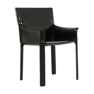 Black leather armchair from the 1980's by de Couro from Brazil