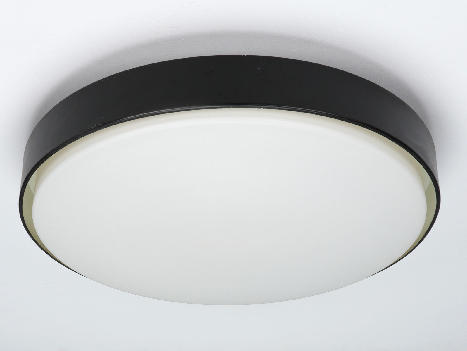 Large ceiling lamp in glass and metal circa 1960